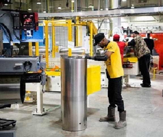 <p>Final inspection of water heater built at new GE Appliances plant in Camden, SC.</p>