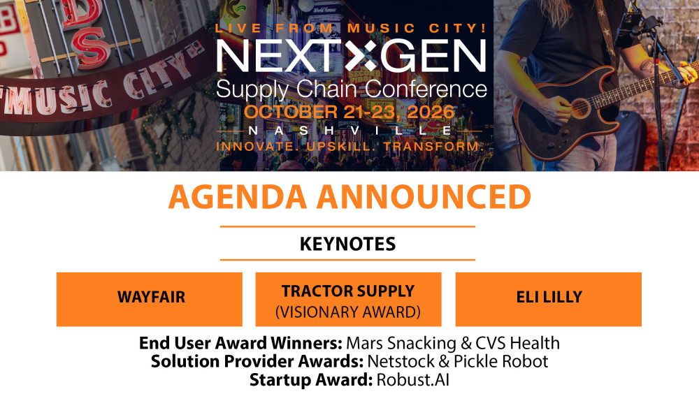 The 2026 NextGen Supply Chain Conference has unveiled its agenda, featuring executive speakers from Wayfair, Eli Lilly, Tractor Supply, Apple, Amazon, Evonik, Stanford Medicine, and other leading organizations who will share practical strategies for AI, automation, digital transformation, and supply chain leadership.