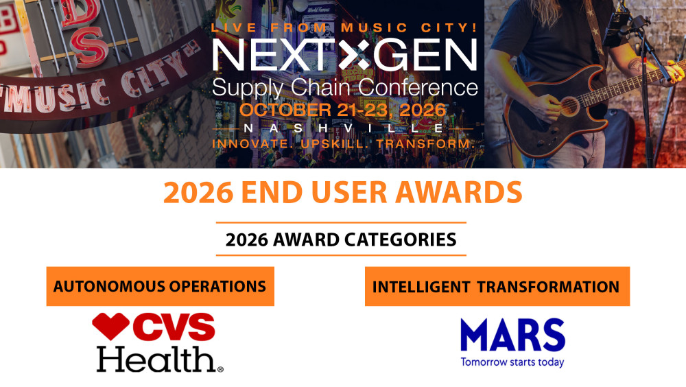 The NextGen Supply Chain Conference will recognize Mars and CVS Health for transforming supply chain operations through artificial intelligence and advanced warehouse automation, giving attendees an inside look at the strategies behind two of the year's most innovative end-user implementations.